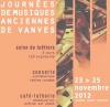 Journées de Musiques Anciennes de Vanves : les 23, 24 et 25 novembre 2012.
